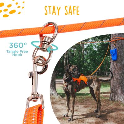 Show full view: Canine Canyon Sarge Portable Dog Run with Leash & Carry Bag, Orange, 36-ft long, Medium, leash slide 3 of 10