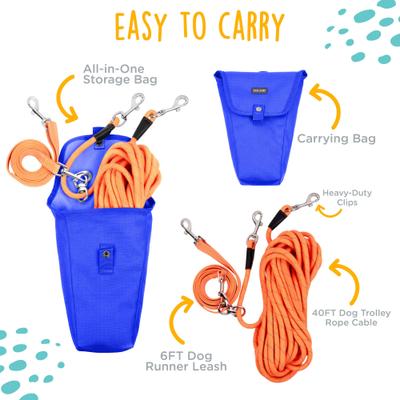 Show full view: Canine Canyon Sarge Portable Dog Run with Leash & Carry Bag, Orange, 36-ft long, Medium, leash slide 2 of 10
