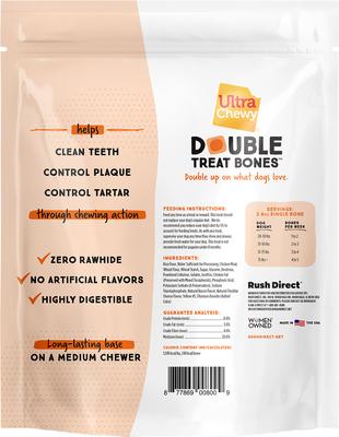 Show full view: Ultra Chewy Double Treat Bone Bacon & Cheese Flavor Dog Treats, 8 count slide 3 of 9