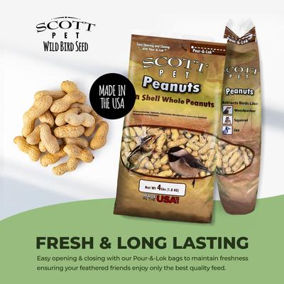 Show full view: SCOTT PET In-Shell Whole Peanuts Seed Jay Wild Bird Food, 4-lb bag slide 3 of 7