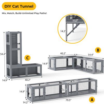 Show full view: Coziwow Wall Mounted Cat Tunnel, 2 count slide 4 of 10