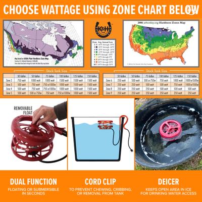 Show full view: K&H Pet Products Ultimate Stock Tank Deicer, 1000 watt slide 2 of 11