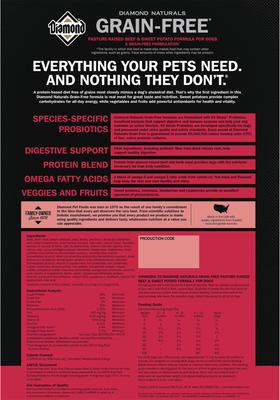 Show full view: Diamond Naturals Grain-Free Beef & Sweet Potato Formula Dry Dog Food, 5-lb bag slide 3 of 7