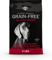 Diamond Naturals Grain-Free Beef & Sweet Potato Formula Dry Dog Food, 5-lb bag