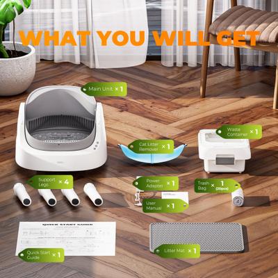 Show full view: PetPivot AS11 Open-Top Self Cleaning with Safety Protection Automatic Cat Litter Box, Grey slide 9 of 9