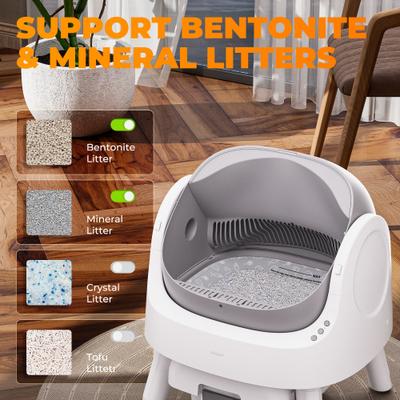 Show full view: PetPivot AS11 Open-Top Self Cleaning with Safety Protection Automatic Cat Litter Box, Grey slide 4 of 9