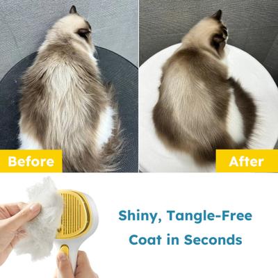 Show full view: FURGO 3-in-1 Anti-static Steam Brush & Deshedding Tool for Dogs & Cats, Yellow, Long Head slide 3 of 9