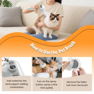 Show full view: FURGO 3-in-1 Anti-Static Steam Brush Grooming Fur Removal Tool Self-Cleaning with Release Button for Dogs & Cats, White slide 6 of 8