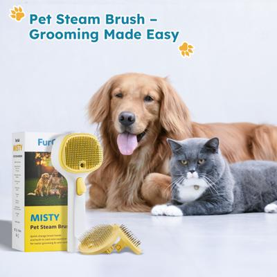 Show full view: FURGO 3-in-1 Anti-static Steam Brush & Deshedding Tool for Dogs & Cats, Yellow, Long/Short Head slide 8 of 8