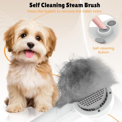 Show full view: FURGO 3-in-1 Anti-Static Steam Brush Grooming Fur Removal Tool Self-Cleaning with Release Button for Dogs & Cats, White slide 4 of 8