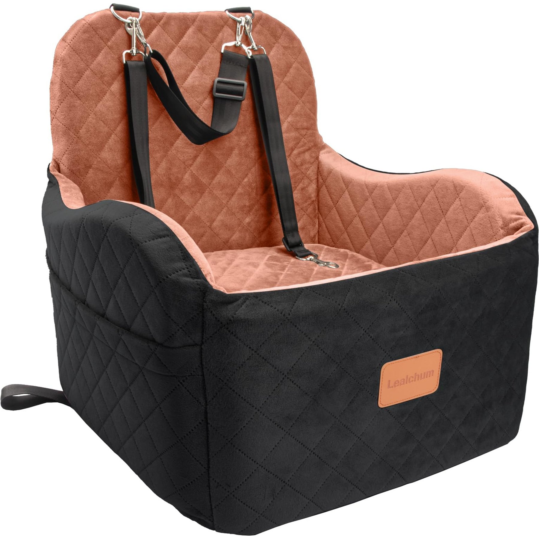 Lealchum Adjustable Height Front Carrier Automobile Dog Booster Car Seat, 19 x 19 x 19-in, Brown