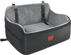 Lealchum Soft Fabric Bed Filling Memory Foam Dog Car Seat with 2 Clip-On Safety Leashes & 2 Pockets, 30 x 18 x 16-in, Black/Gray slide 1 of 7