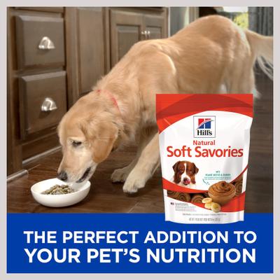 Show full view: Hill's Science Diet Adult Sensitive Stomach & Skin Chicken & Barley Recipe Dry Food + Hill's Natural Soft Savories with Peanut Butter & Banana Dog Treats slide 9 of 10