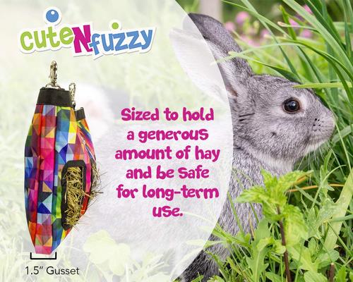 Show full view: CuteNfuzzy Small Pet Feeder & Hanging Hay Bag with 6 Month Warranty, Black, 18 x 1.5 x 11-in slide 6 of 10