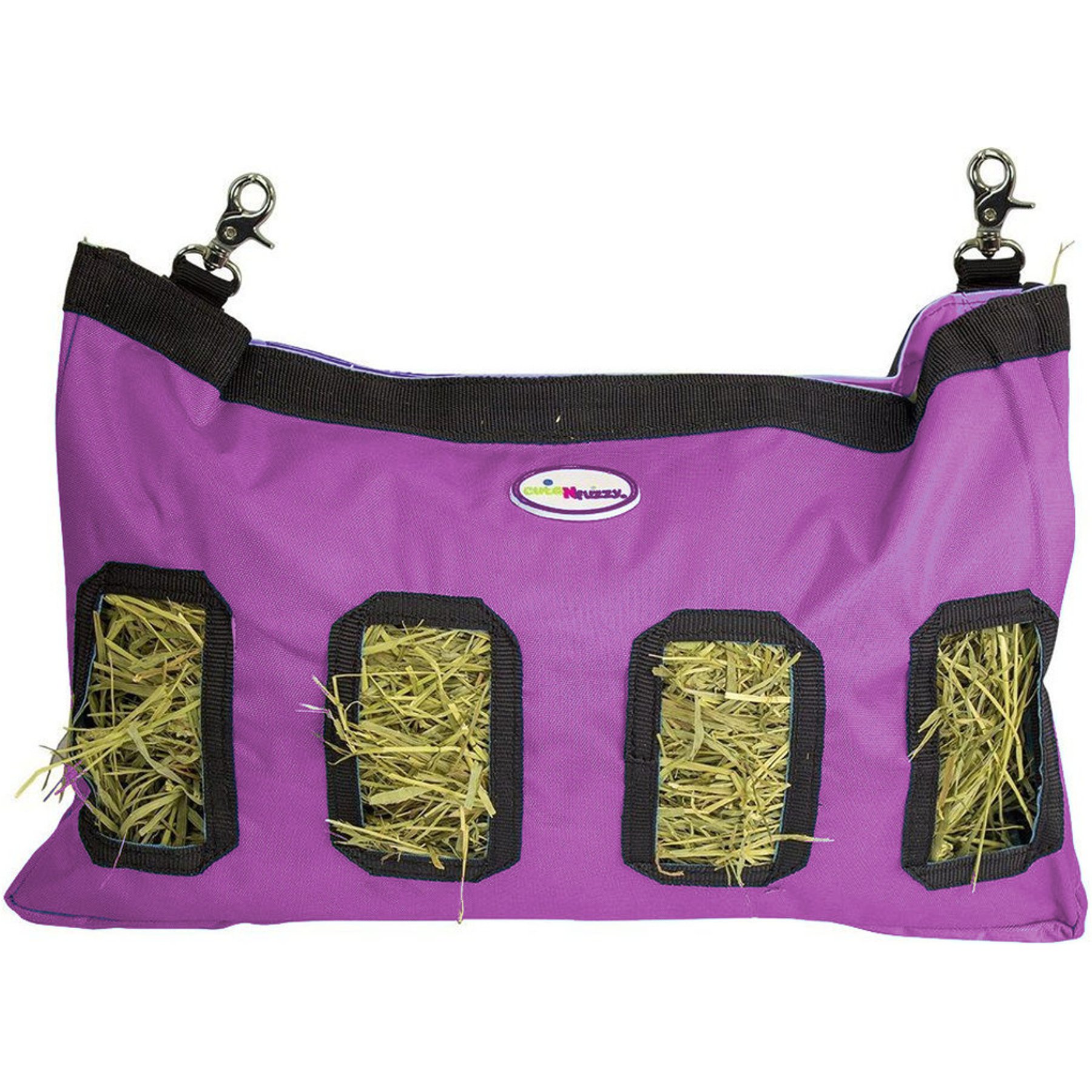 CuteNfuzzy Small Pet Feeder & Hanging Hay Bag, Purple, 18 x 1.5 x 11-in