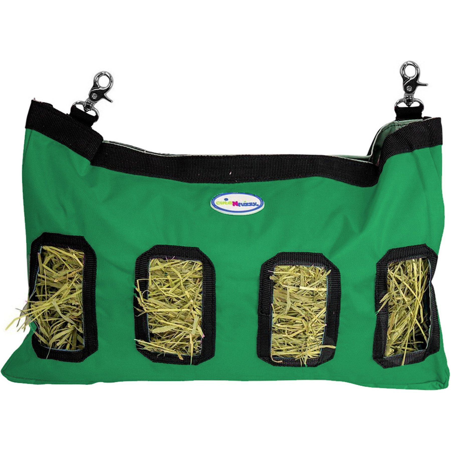 CuteNfuzzy Small Pet Feeder & Hanging Hay Bag, Green, 9 x 1.5 x 11-in