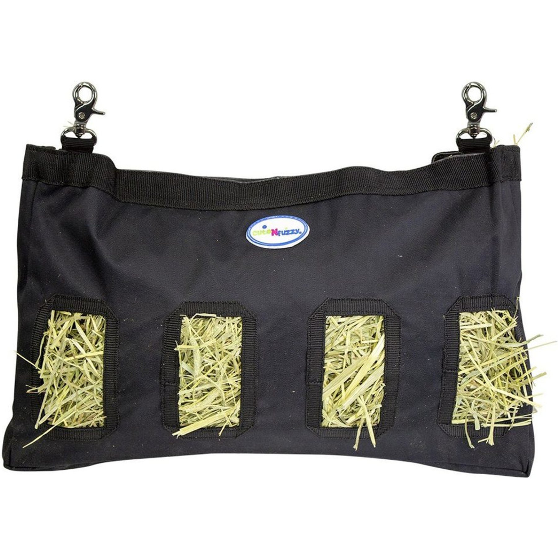 CuteNfuzzy Small Pet Feeder & Hanging Hay Bag, Black, 18 x 1.5 x 11-in