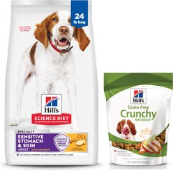 Hill's Science Diet Adult Sensitive Stomach & Skin Grain-Free Chicken & Potato Recipe Dry Dog Food, 24-lb bag + Hill's Grain-Free Crunchy Naturals with Chicken & Apples Dog Treats, 8-oz bag