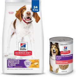 Hill's Science Diet Adult Sensitive Stomach & Skin Grain-Free Chicken & Potato Recipe Dry Food + Salmon & Vegetable Entree Canned Dog Food