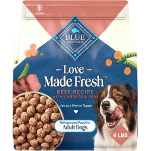 Blue Buffalo Love Made Fresh Fully Cooked Natural Beef Meatball Fresh Dog Food, 4-lb pouch, case of 3