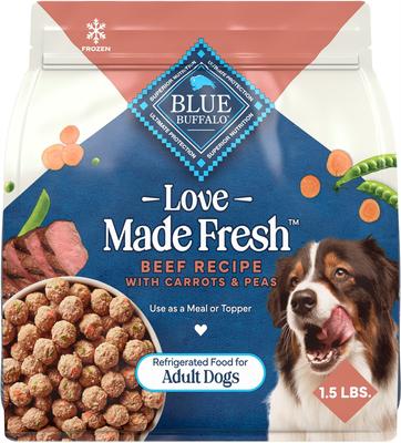 Blue Buffalo Love Made Fresh Fully Cooked Natural Beef Meatball Fresh Dog Food, 1.5-lb pouch, bundle of 8