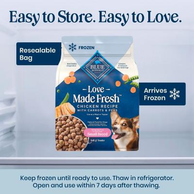 Show full view: Blue Buffalo Love Made Fresh Fully Cooked Natural Chicken Meatball Small Breed Dog Food, 1-lb pouch, case of 4 slide 6 of 11