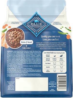 Show full view: Blue Buffalo Love Made Fresh Fully Cooked Natural Chicken Meatball Small Breed Dog Food, 1-lb pouch, case of 4 slide 3 of 11
