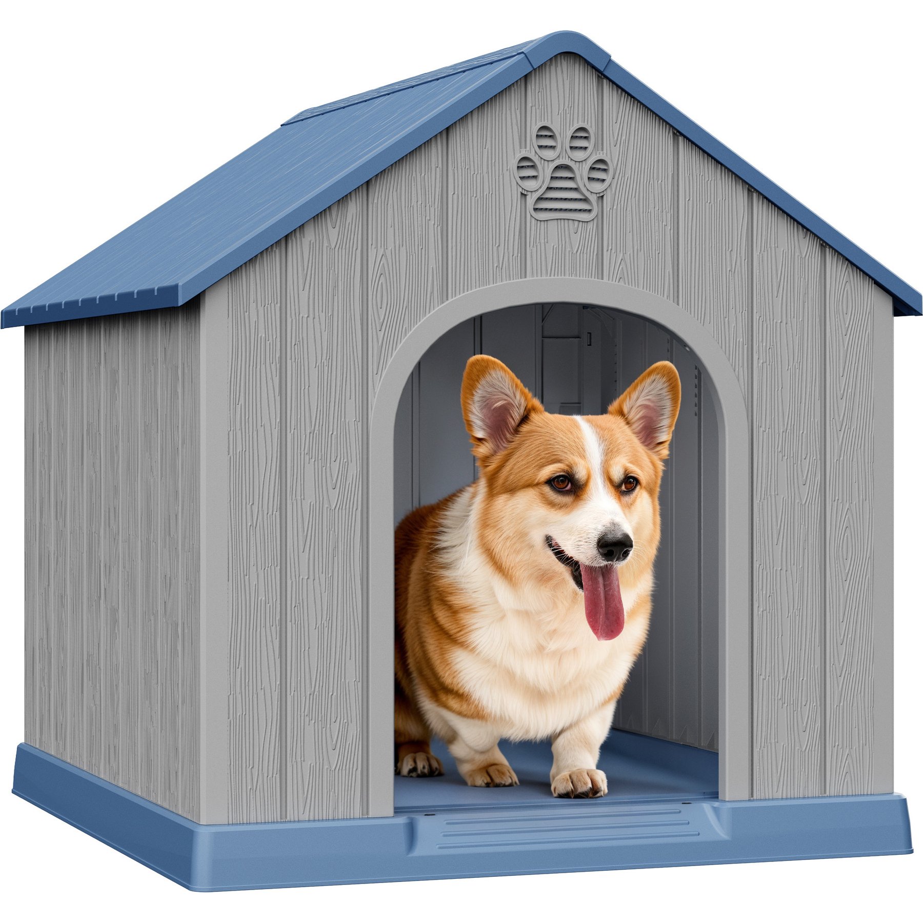KAMABOKO Weatherproof Outdoor & Indoor Dog House, Medium, Blue
