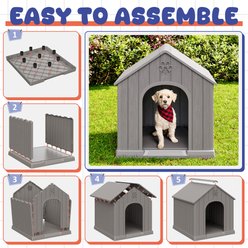 KAMABOKO Weatherproof Outdoor & Indoor Dog House, Medium, Grey slide 2 of 6