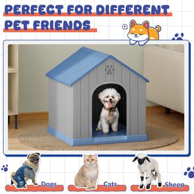 Show full view: KAMABOKO Weatherproof Outdoor & Indoor Dog House, Medium, Blue slide 5 of 6