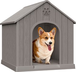 KAMABOKO Weatherproof Outdoor & Indoor Dog House, Medium, Grey