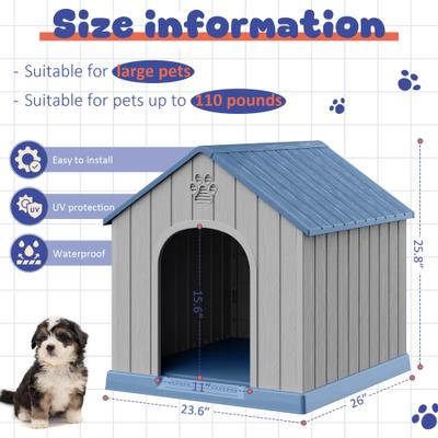 Show full view: KAMABOKO Weatherproof Outdoor & Indoor Dog House, Medium, Blue slide 2 of 6