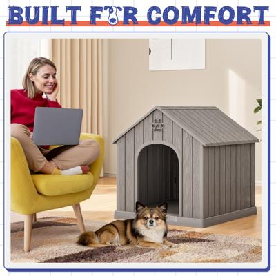 Show full view: KAMABOKO Weatherproof Outdoor & Indoor Dog House, Medium, Grey slide 7 of 7