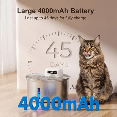 Show full view: Casfuy W12 Upgraded Wireless Smart Stainless Steel Dog & Cat Water Fountain, 108-oz slide 6 of 9