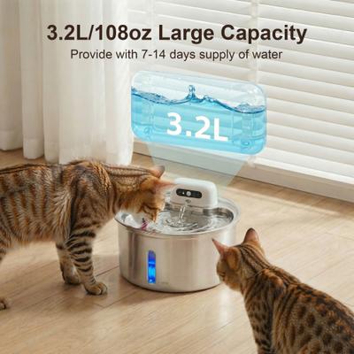 Show full view: Casfuy W12 Upgraded Wireless Smart Stainless Steel Dog & Cat Water Fountain, 108-oz slide 3 of 9
