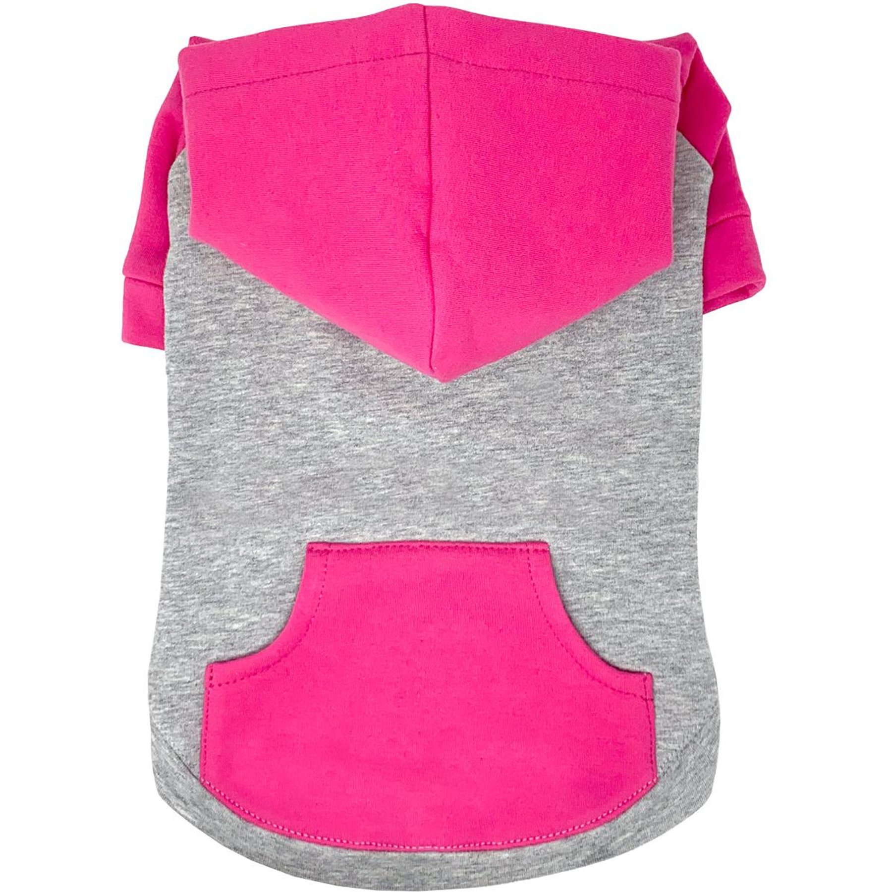Doggie Design Color-Block Solid Dog Hoodie, Pink on Gray, Small