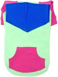 Doggie Design Color-Block Solid Dog Hoodie, Pink on Mint, XXXX-Large