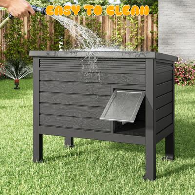 Show full view: KAMABOKO Weatherproof Indoor & Outdoor Outdoor Cat House with Heating Pad, Black slide 5 of 8