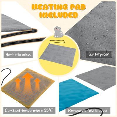 Show full view: KAMABOKO Weatherproof Indoor & Outdoor Outdoor Cat House with Heating Pad, Black slide 6 of 8