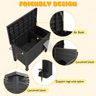 Show full view: KAMABOKO Weatherproof Indoor & Outdoor Outdoor Cat House with Heating Pad, Black slide 4 of 8