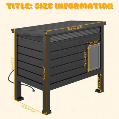 Show full view: KAMABOKO Weatherproof Indoor & Outdoor Outdoor Cat House with Heating Pad, Black slide 3 of 8