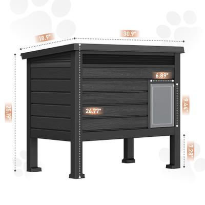 Show full view: KAMABOKO Weatherproof Indoor & Outdoor Cat House with Openable Roof, Black slide 2 of 6