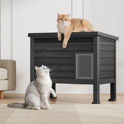 KAMABOKO Weatherproof Indoor & Outdoor Cat House with Openable Roof, Black