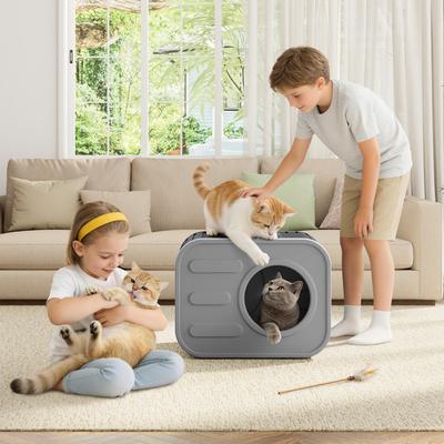 Show full view: KAMABOKO Camera Shaped Durable Resin Weatherproof Polypropylene Indoor & Outdoor Cat House, Grey slide 6 of 6