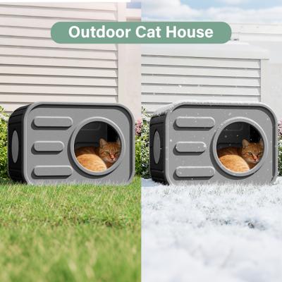 Show full view: KAMABOKO Camera Shaped Durable Resin Weatherproof Polypropylene Indoor & Outdoor Cat House, Grey slide 5 of 6