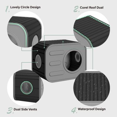 Show full view: KAMABOKO Camera Shaped Durable Resin Weatherproof Polypropylene Indoor & Outdoor Cat House, Grey slide 4 of 6