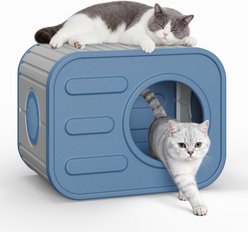 KAMABOKO Camera Shaped Durable Resin Weatherproof Polypropylene Indoor & Outdoor Cat House, Blue