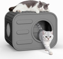 KAMABOKO Camera Shaped Durable Resin Weatherproof Polypropylene Indoor & Outdoor Cat House, Grey slide 1 of 6