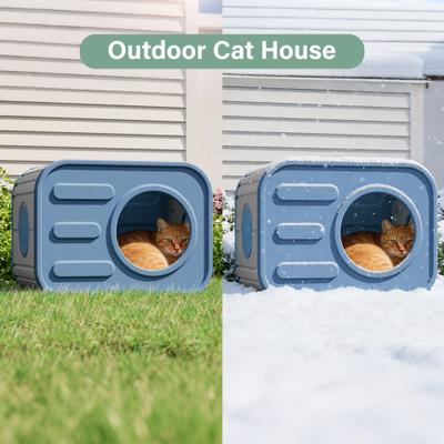 Show full view: KAMABOKO Camera Shaped Durable Resin Weatherproof Polypropylene Indoor & Outdoor Cat House, Blue slide 5 of 6