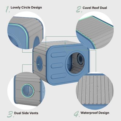 Show full view: KAMABOKO Camera Shaped Durable Resin Weatherproof Polypropylene Indoor & Outdoor Cat House, Blue slide 4 of 6